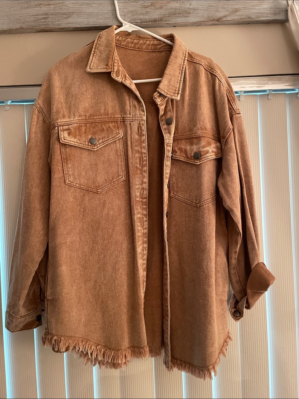 Amazon Brown Frayed Hem Jean Jacket